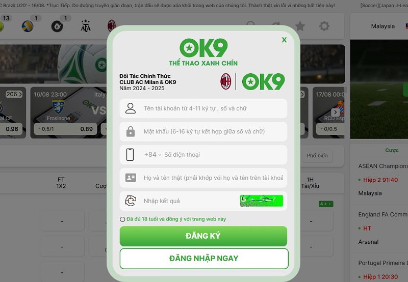 Hướng Dẫn Đăng Ký Và Tham Gia Sảnh Thể Thao OK9